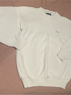 Mcbrair Cream Knit Crewneck Sweater for Men with intel embroidery size S